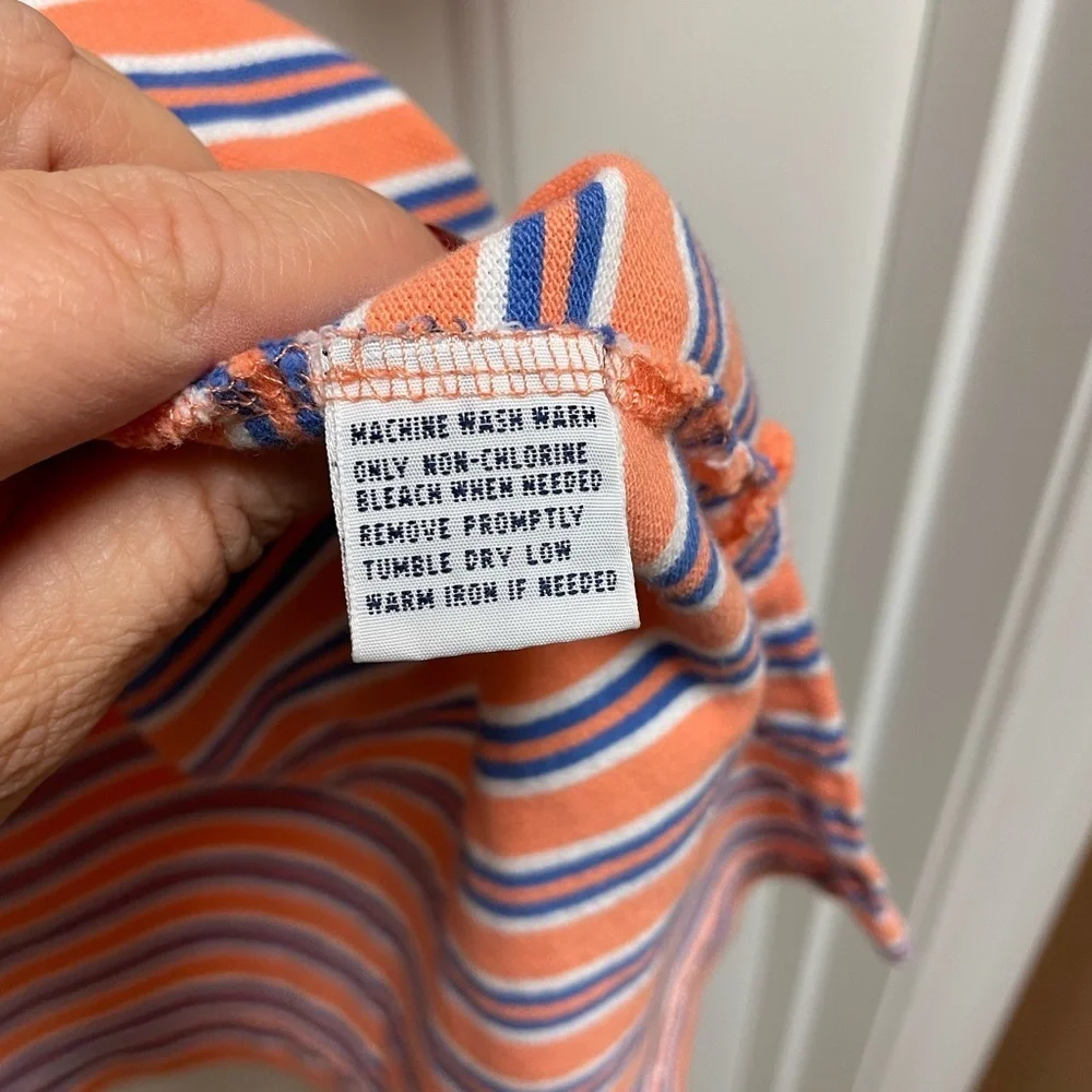 Ralph Lauren Sz XXL Big and Tall Vibrant Light Orange & Blue Striped Polo Shirt